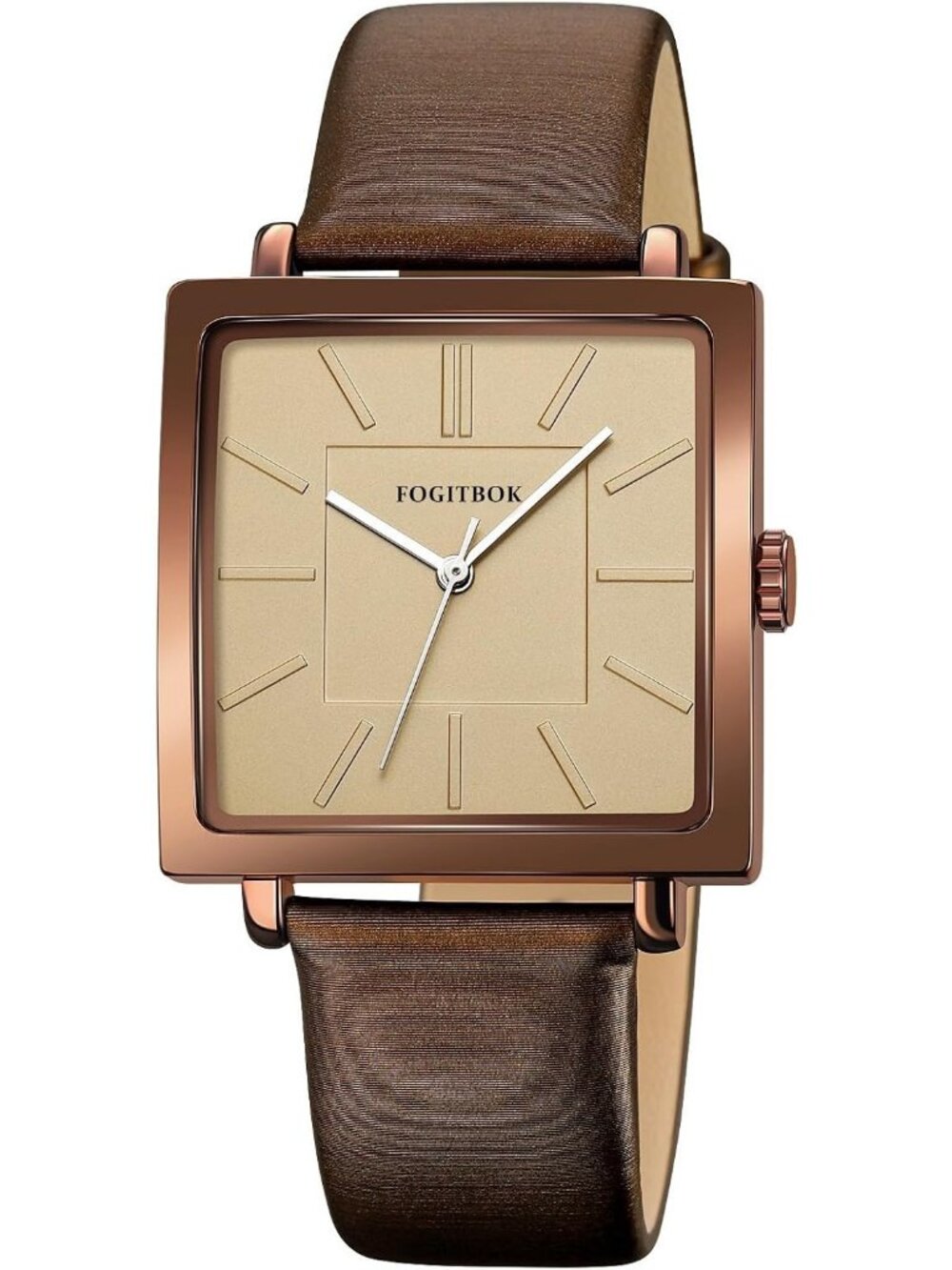 Women's Brown Waterproof Leather Band Thin Design Classic Quartz Wrist Watch